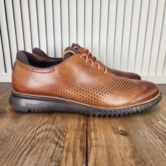 Cole Haan 2.ZeroGrand Laser Wingtip Oxfords Men's 9.5 M Brown Dress Shoes C25351 - Picture 1 of 9